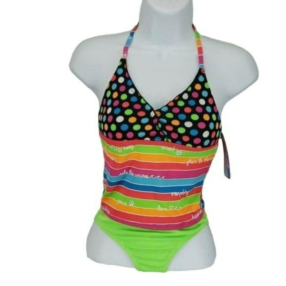 Candy Girl 2pc polka stripe‎ tankini bathing suit SwimSuit Bikini